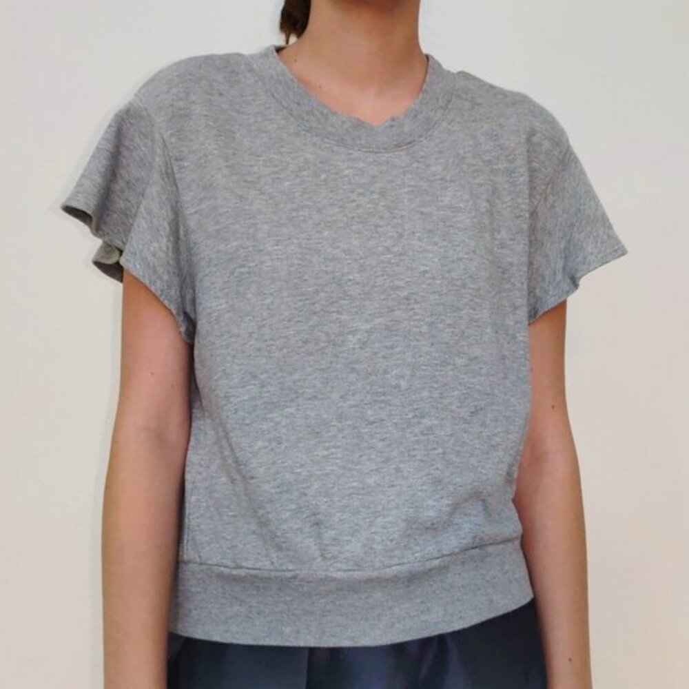 A.L.C. Cotton Flutter Sleeve Sweater Top Gray Sz. M
